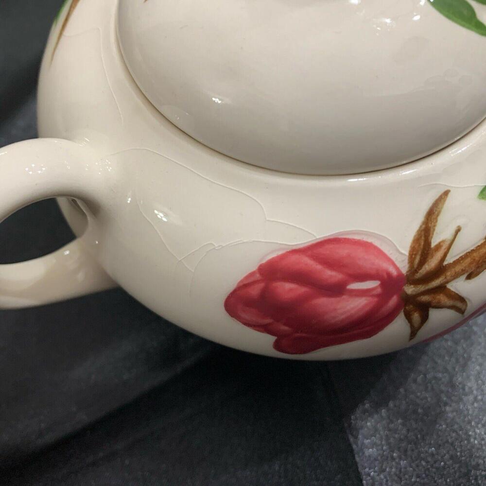 VTG Canonsburg Pottery "American Beauty" Sugar Bowl W/Lid USA MCM cottag… - Picture 3 of 8